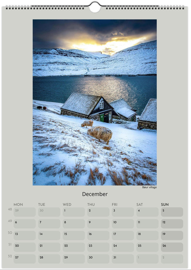 Faroe Islands 2027 wall calendar featuring original landscape photography by Andrija Ilic.