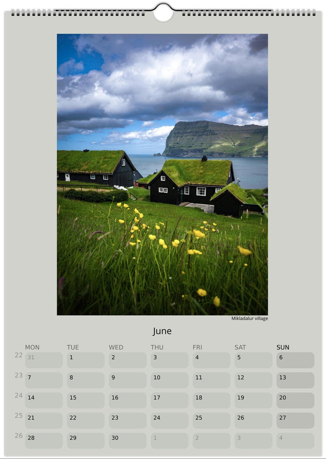 Faroe Islands 2027 wall calendar featuring original landscape photography by Andrija Ilic.
