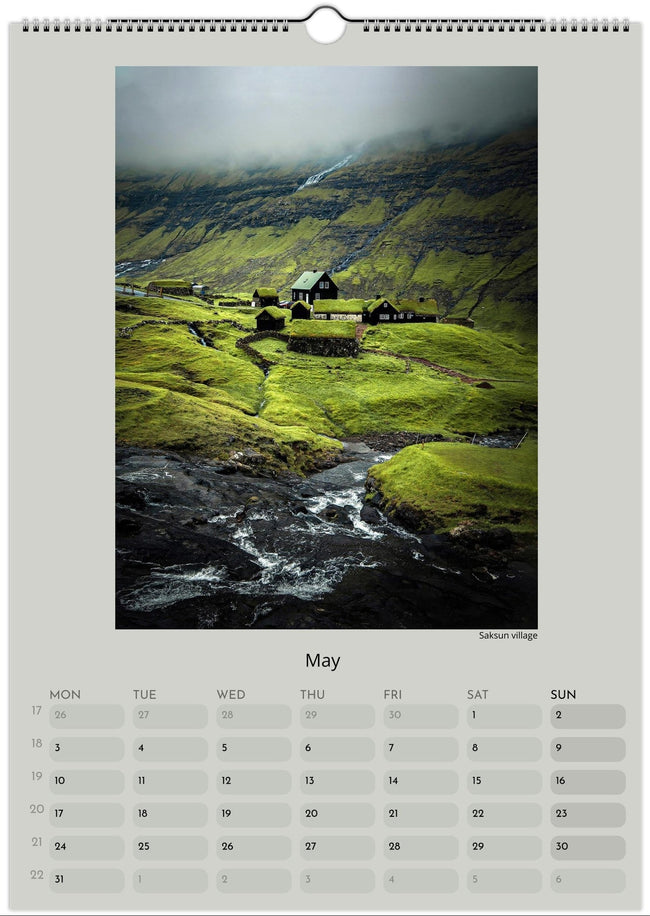 Faroe Islands 2027 wall calendar featuring original landscape photography by Andrija Ilic.