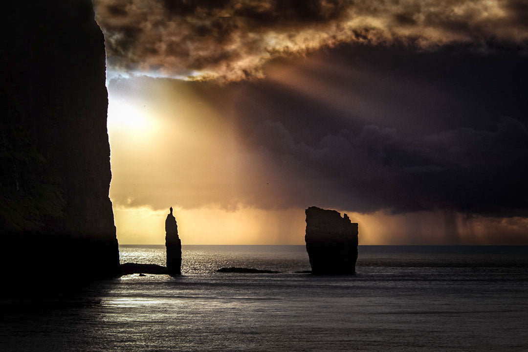 Risin and Kellingin Giant and Witch sea stacks Faroe Islands fine art photography print