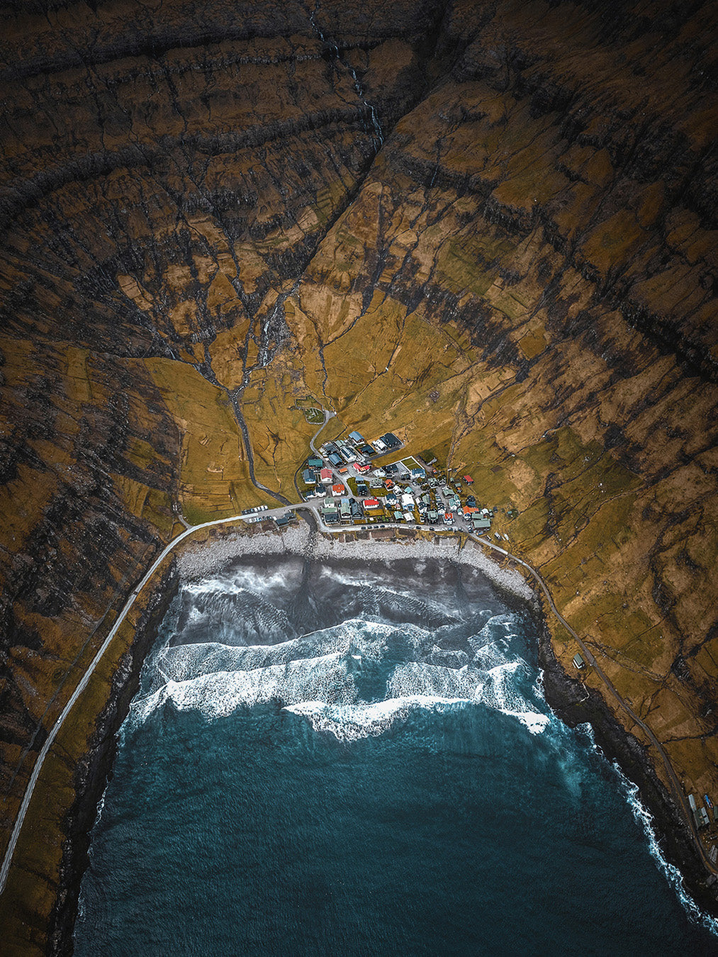 Faroe Islands Photography print of the remote village of Tjørnuvík set in a fjord by the Atlantic Ocean