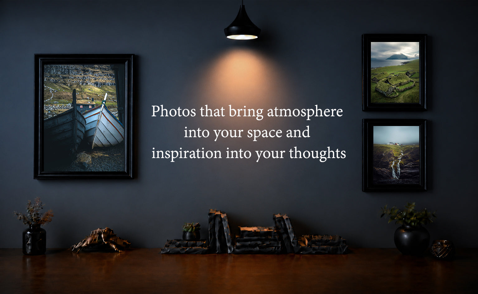 Authentic Faroe Islands photography prints displayed as framed wall art in the Andrija Images gift shop.
